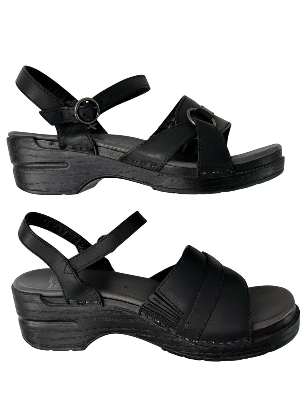 DANSKO Melina Ankle Strap Black Leather Open-toe Sandals Womens Sz 39 US 8.5 / 9